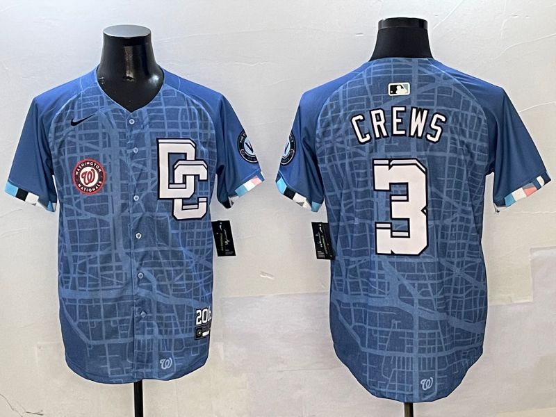 Men Washington Nationals #3 Crews Blue Joint Name Nike 2025 MLB Jersey style 8->washington nationals->MLB Jersey